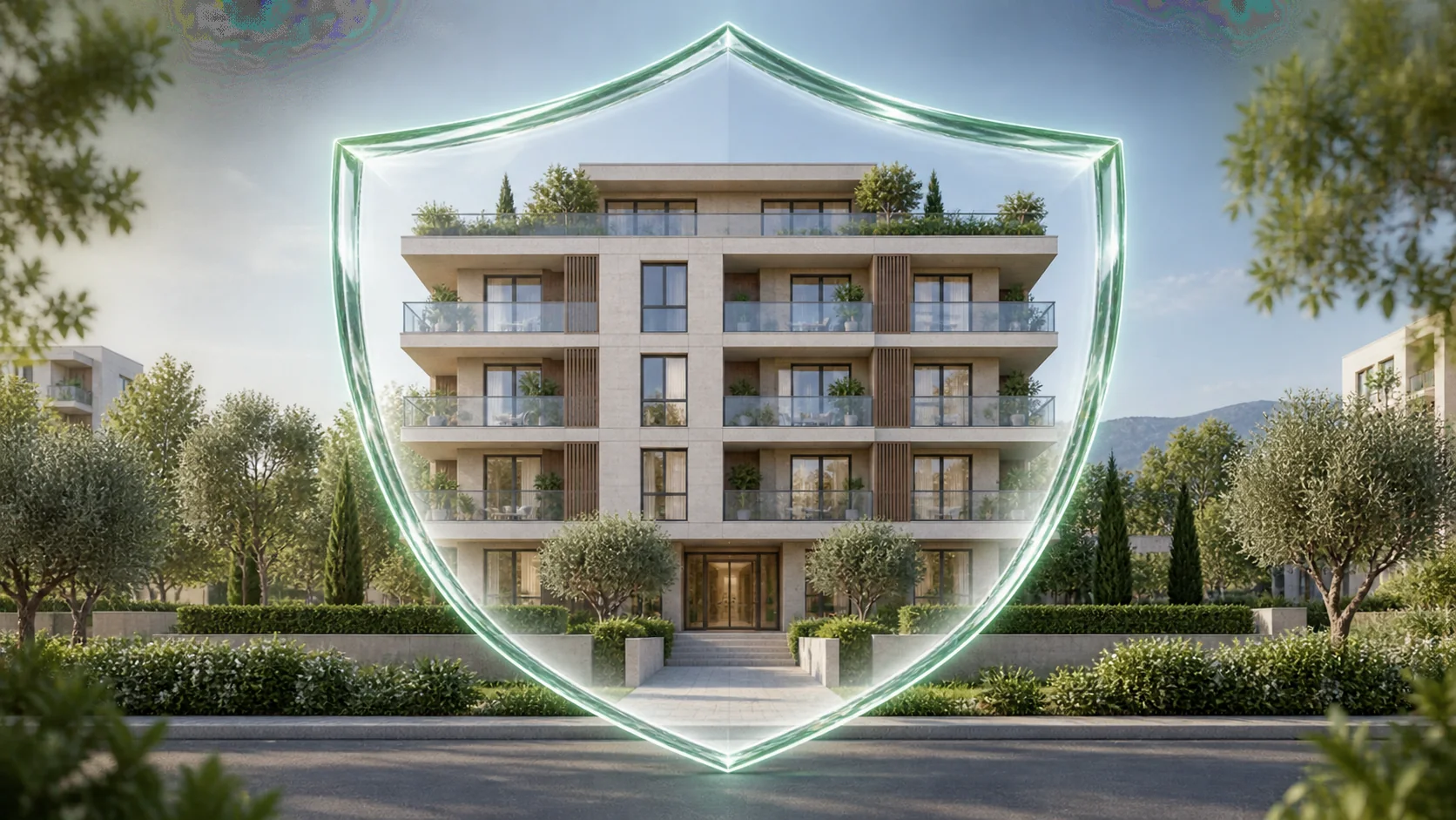 Edificio residencial protegido, para ilustrar el seguro de la comunidad